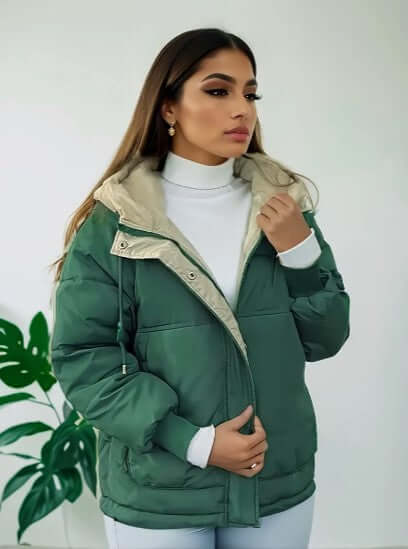 Street-wave Fleece-Lined Hooded Jacket For Women Warm Cozy Winter Outerwear With Windproof Comfort
