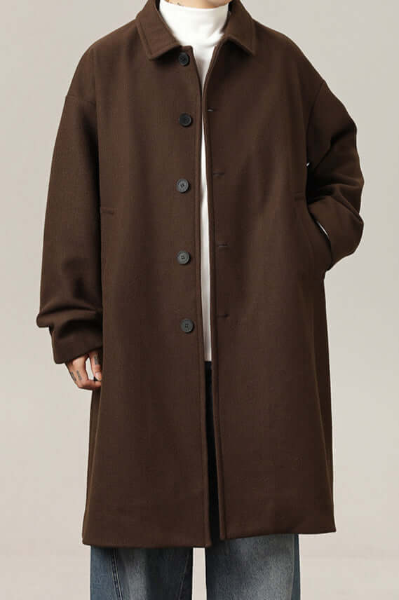 Street Wave Mens Oversized Wool Coat Classic Fit Warm Wool Blend For Men Timeless Design For Cold Weather