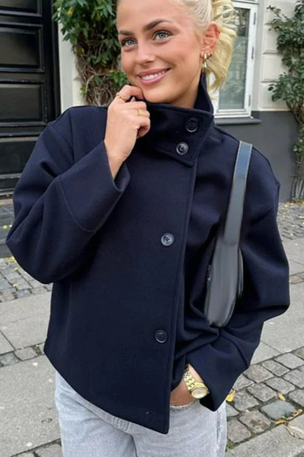 Street-Wave Wool Coat With Reverse Collar For Casual Chic For Women Effortless Timeless Outerwear