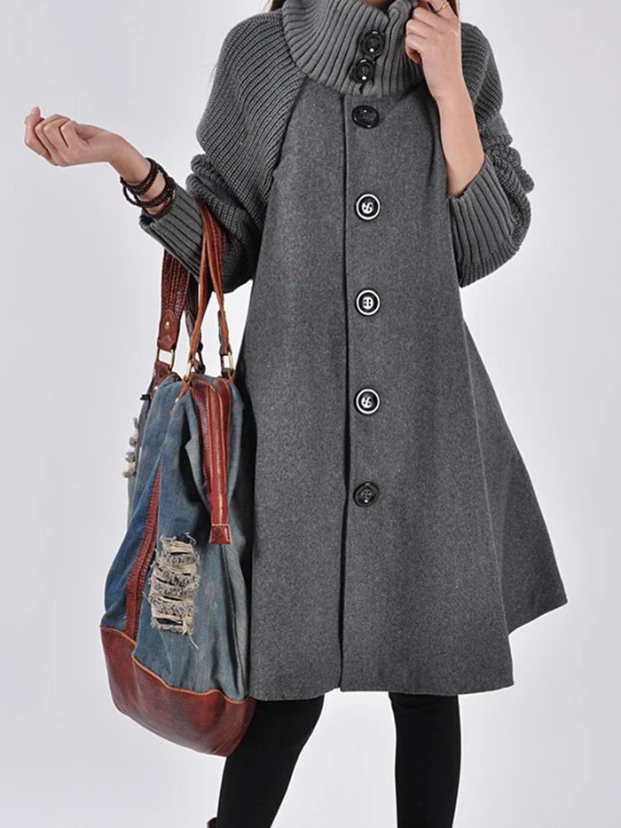 Street Wave Plus Size Coat Extra Long With Cozy Knit Collar For Women All Season Style And Comfort