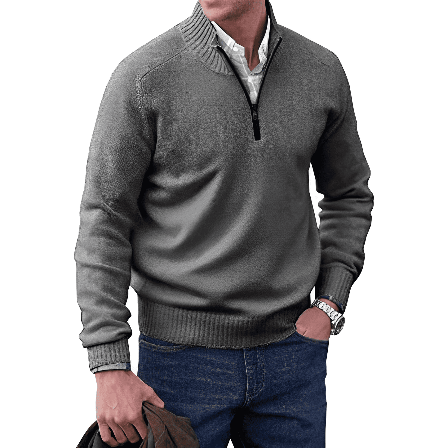 Street Wave Classic Men's Half Zip Cotton Pullover For Warm Comfort Everyday Wear