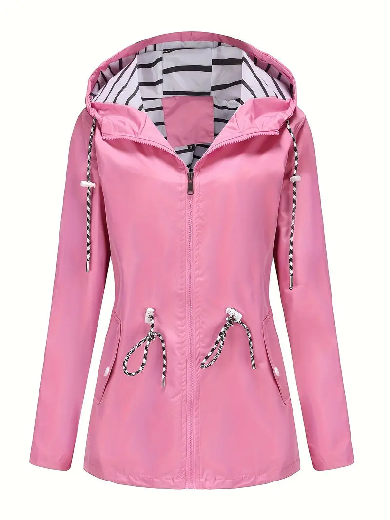 Street-Wave Women's Waterproof Hooded Rain Jacket With Adjustable Fit And Practical Pockets