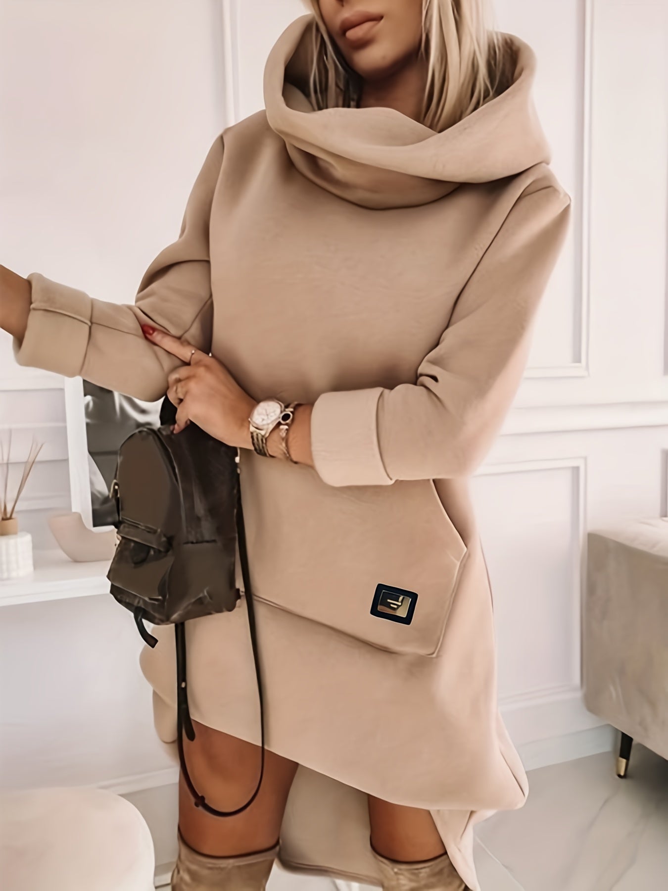Streetwave Hooded Sweatshirt Dress For Women Cozy Warmth And Trendy All Season Comfort