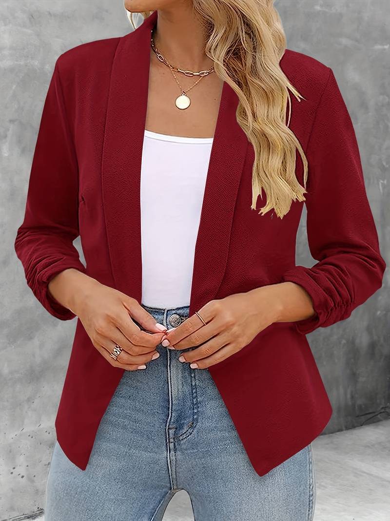 Street-wave Open Front Navy Blazer For Women Timeless Elegance Flattering Fit All Day Comfort