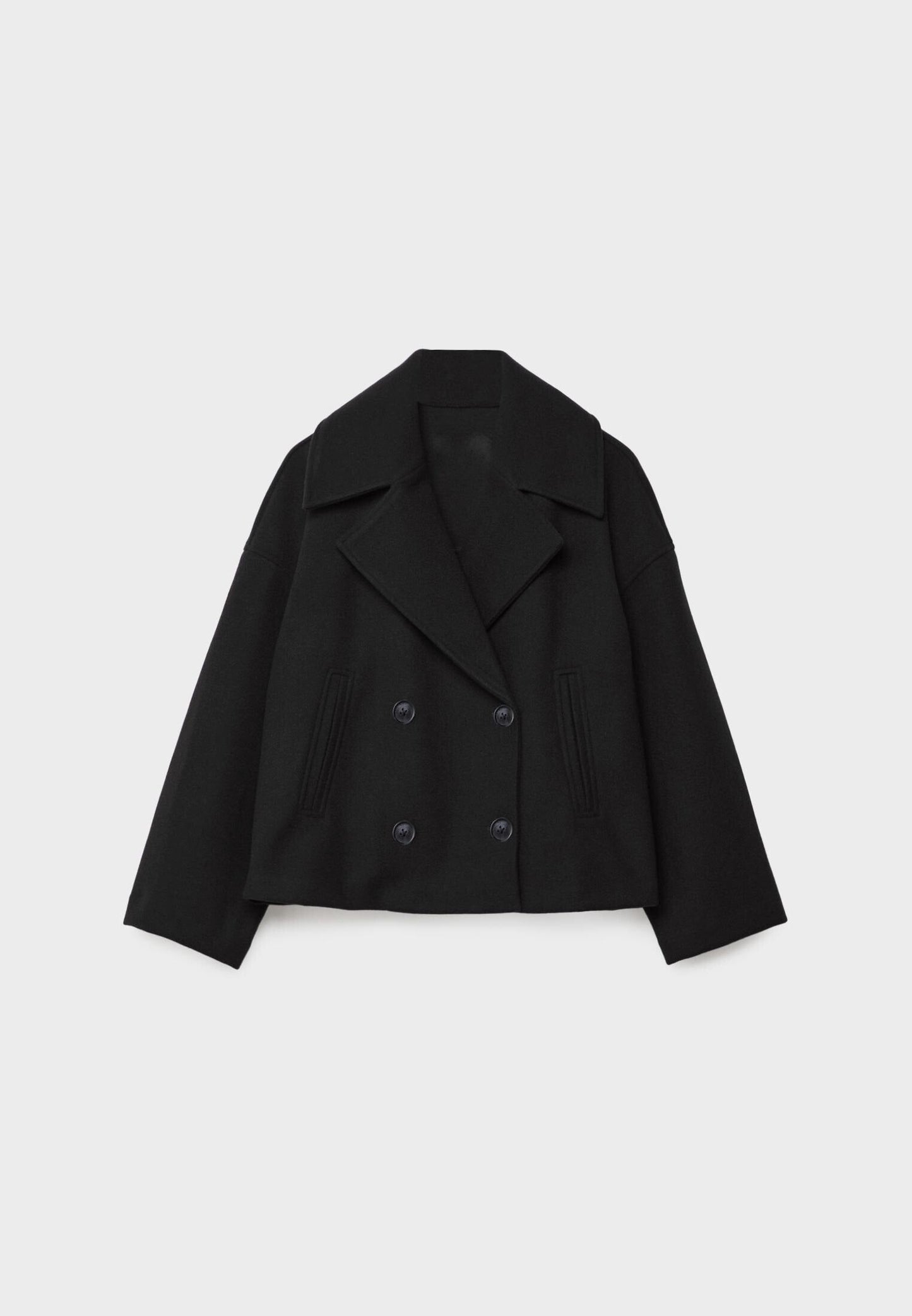 Streetwave Classic Short Wool Coat for Women With Double Breasted Front and Wide Lapels Cozy Warmth