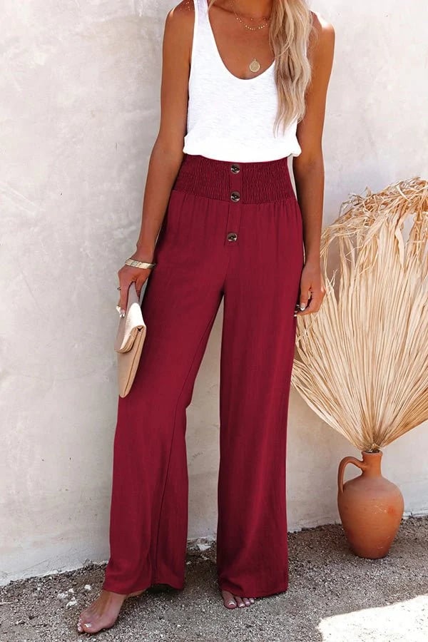 Women's High-Waisted Trousers with Stretch Fabric and Tailored Fit