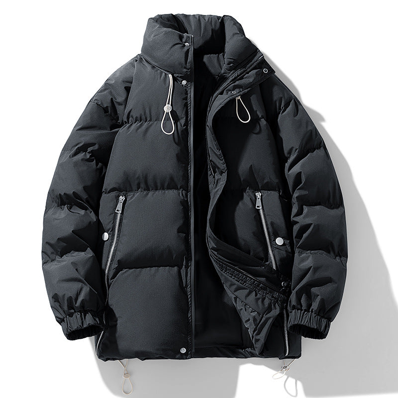 Street-wave Mens Cotton Winter Jacket With Stand Collar Warm Lined Oversized Fit