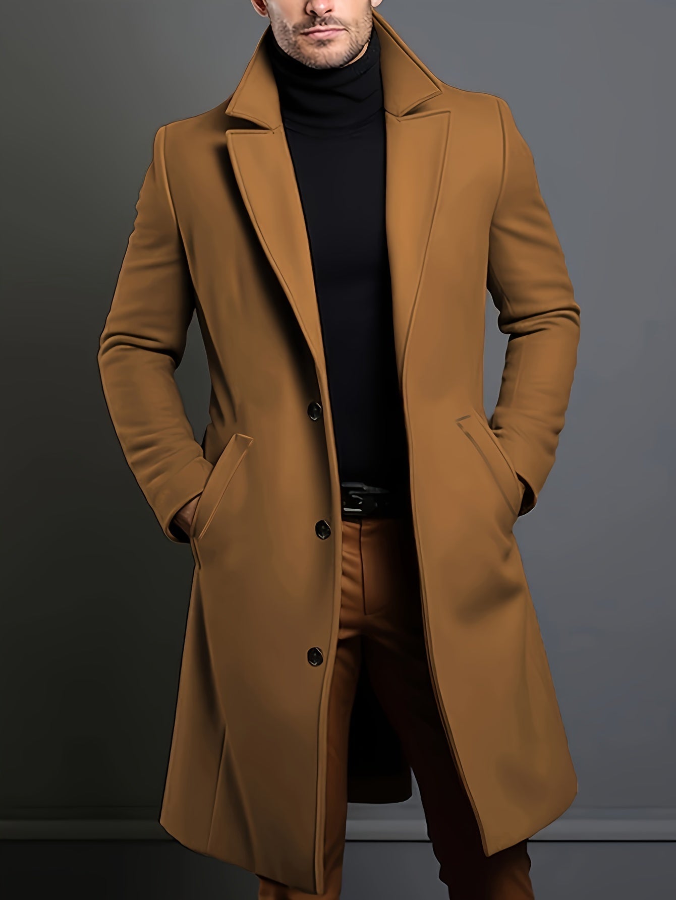 Streetwave Long Wool Blend Coat For Men Elegant Warmth Classic Style Outerwear For Everyday
