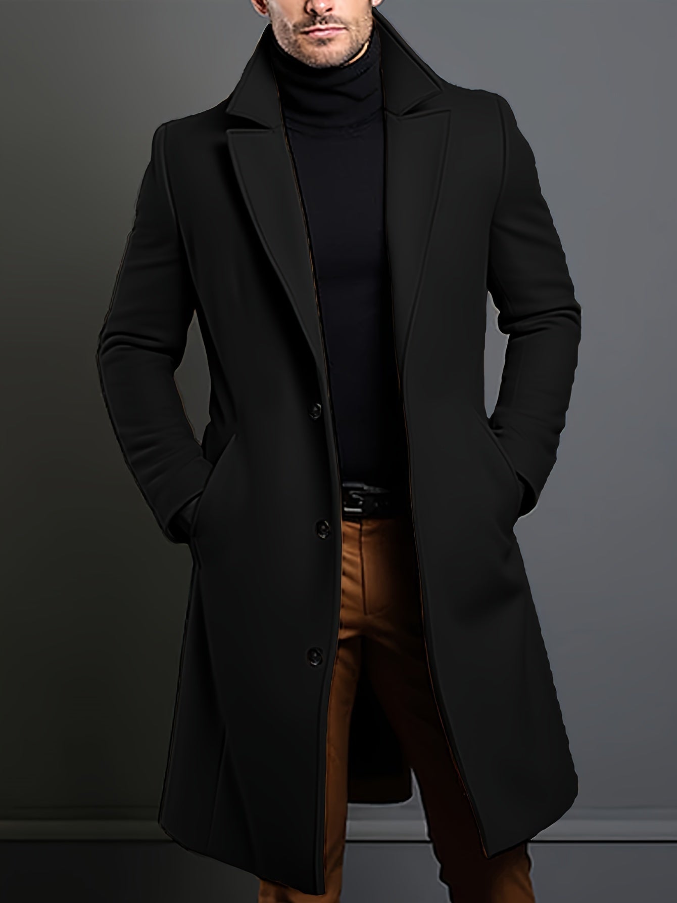 Streetwave Long Wool Blend Coat For Men Elegant Warmth Classic Style Outerwear For Everyday