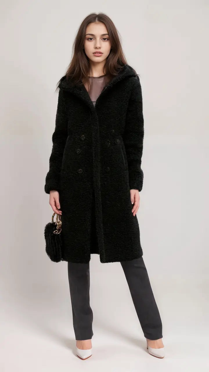 Street-Wave Teddy Jacket With Plush Texture Longline Warmth For Women Stylish Cozy Winter Outerwear