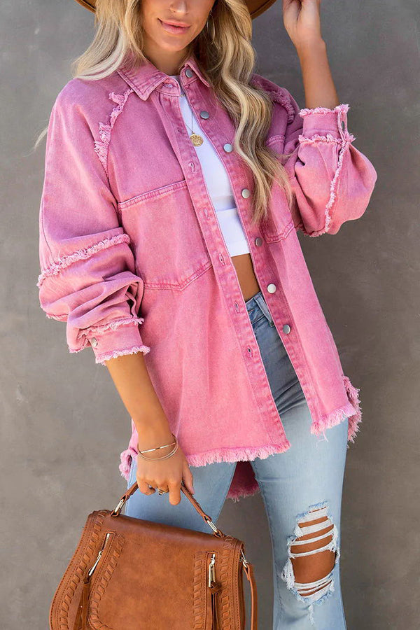 Street-wave Plus Size Oversized Corduroy Jacket For Women With Fringes For A Bold Look