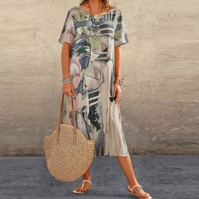 Dina Dress By Street-Wave Breathable All-Day Comfort For Women With Modern Elegant Abstract Print