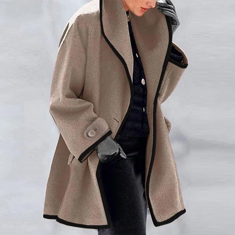 Street-Wave Wool Coat Open Front With Lapel Collar Relaxed Mid Thigh Length For Modern Streetwear Fans