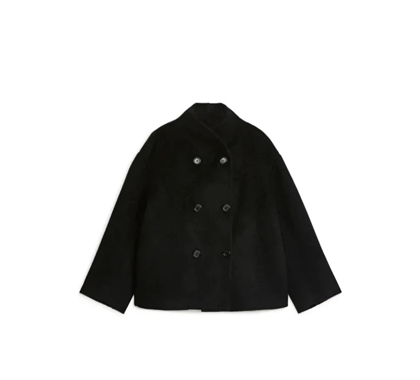 Street-Wave Vintage Winter Coat For Women Double Breasted Stand Collar Warmth And Timeless Style