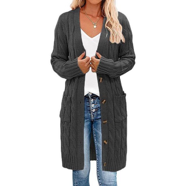 Street-wave Cable Knit Cardigan For Women Long Juliette Style Cozy Warmth And Elegance