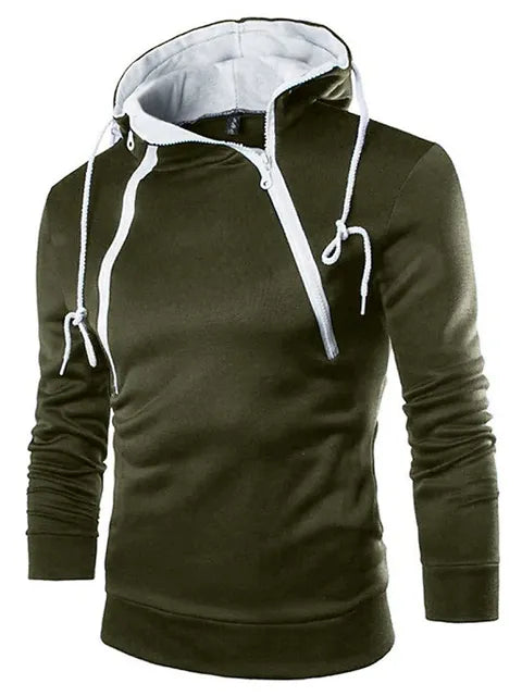 Street-wave Hooded Sweatshirt High Neck Design Cozy Streetwear For Men And Women