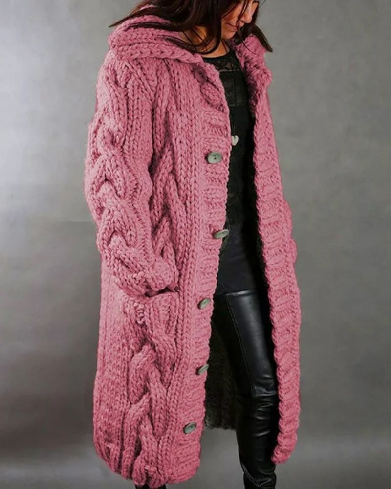 Street-Wave Vintage Cable Knit Cardigan For Women Oversized Cozy Warmth And Effortless Style