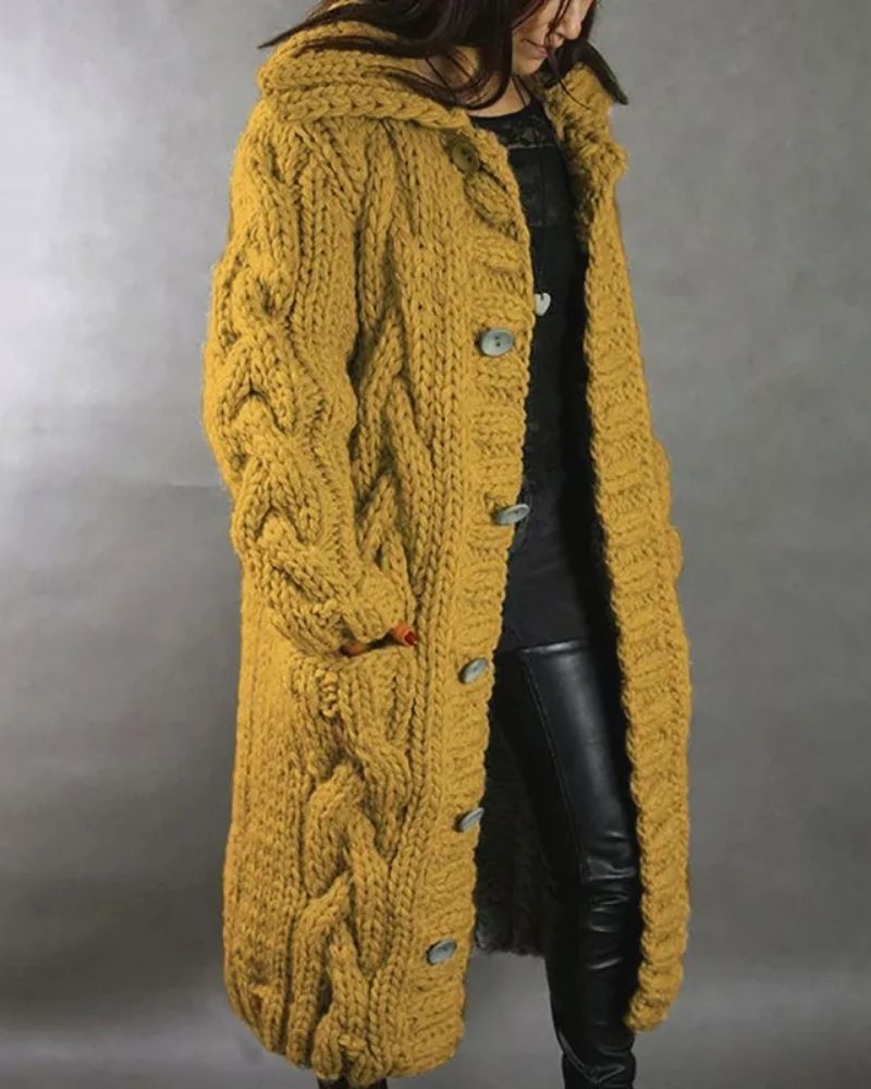 Street-Wave Vintage Cable Knit Cardigan For Women Oversized Cozy Warmth And Effortless Style