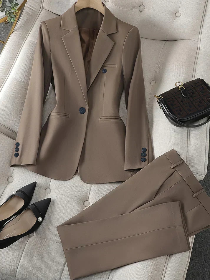 Street-wave Women Blazer Set Classic Lapel Suit For Work Versatility And Comfort