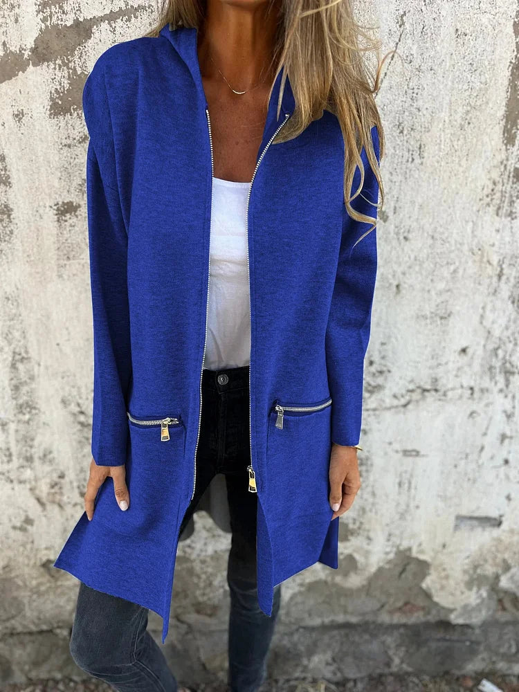 Street-Wave Zip Front Casual Jacket For Women With Long Sleeves Autumn Cozy Outerwear