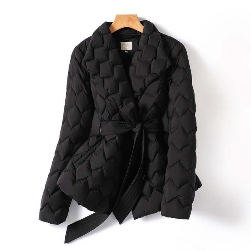 Street-Wave Womens Lightweight Down Jacket With Cozy Quilted Insulation And Belted Fit