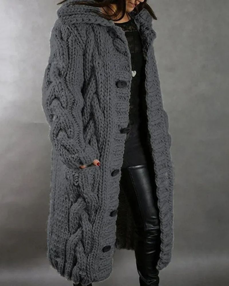 Street-Wave Vintage Cable Knit Cardigan For Women Oversized Cozy Warmth And Effortless Style