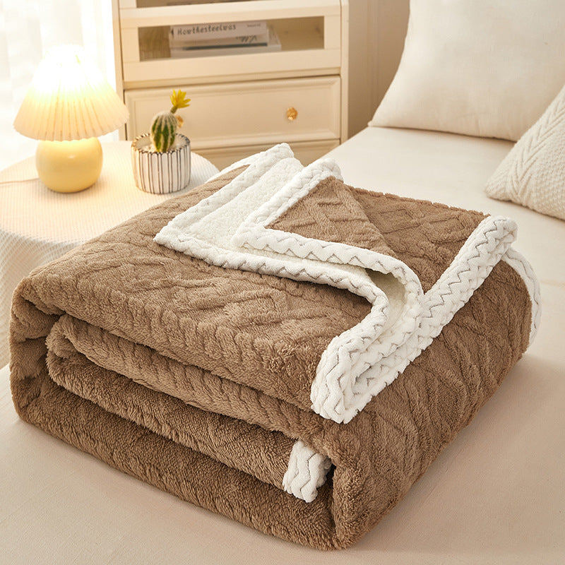 Sherpa Fleece Throw Blanket With Reversible Textured Design