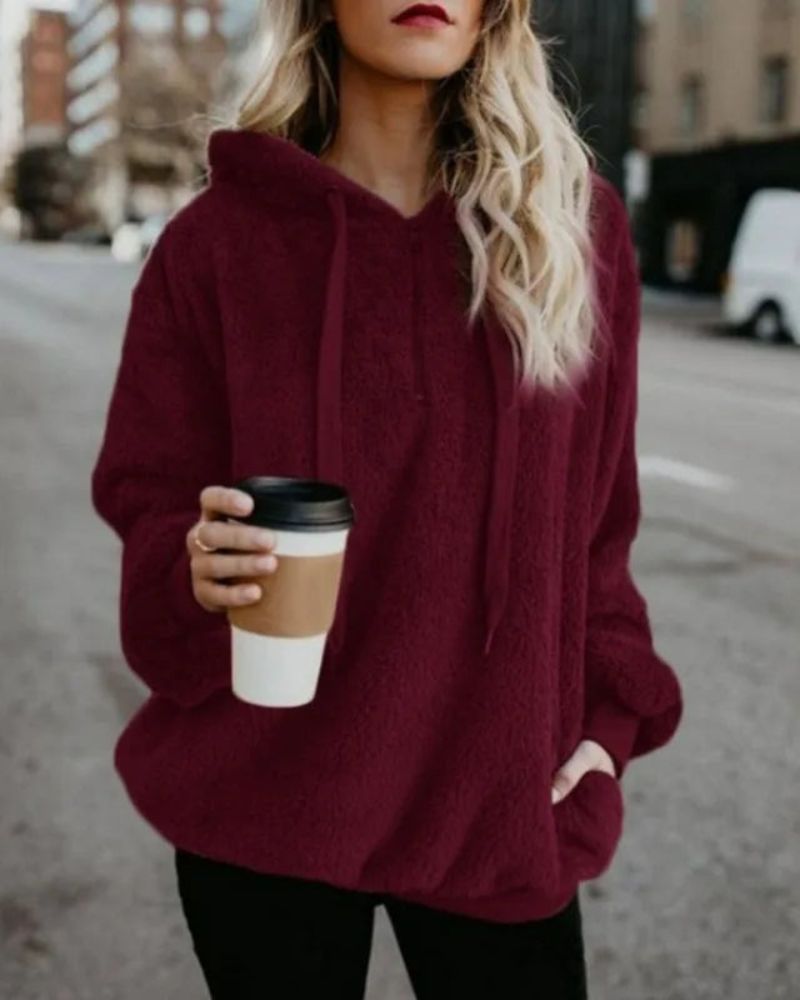 Streetwave Womens Oversized Fleece Pullover Hoodie Plush Cozy Warmth For Winter AllSeason