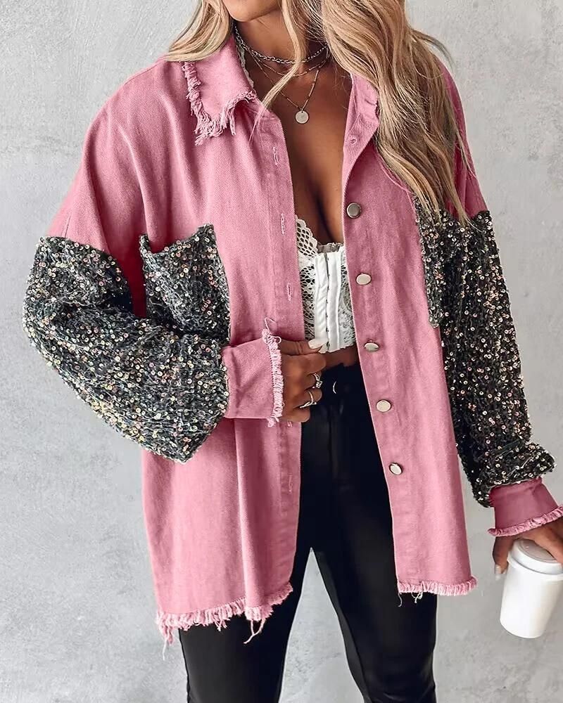 Street-wave Sequin Sleeve Cardigan For Women — Casual Chic Comfort And Style, Versatile Layering Essential