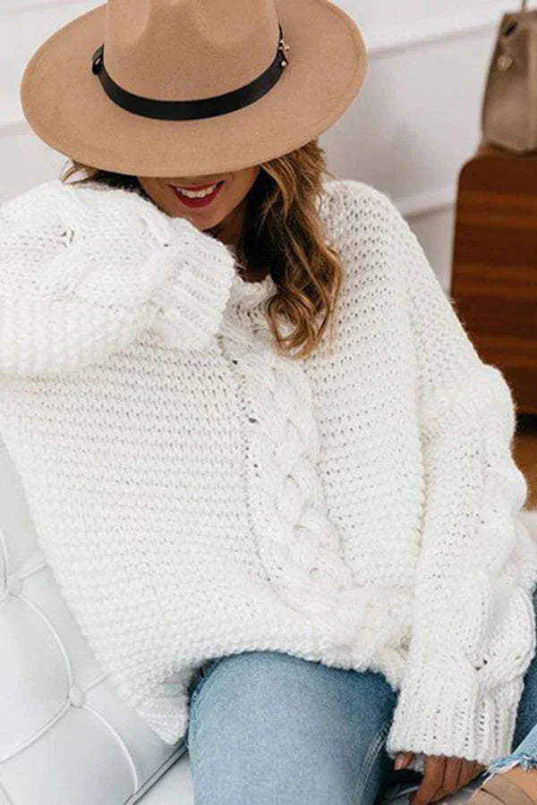 Street-Wave Chunky Knit Sweater For Women, Cozy Structured Cable Knit, Autumn Wardrobe Essential