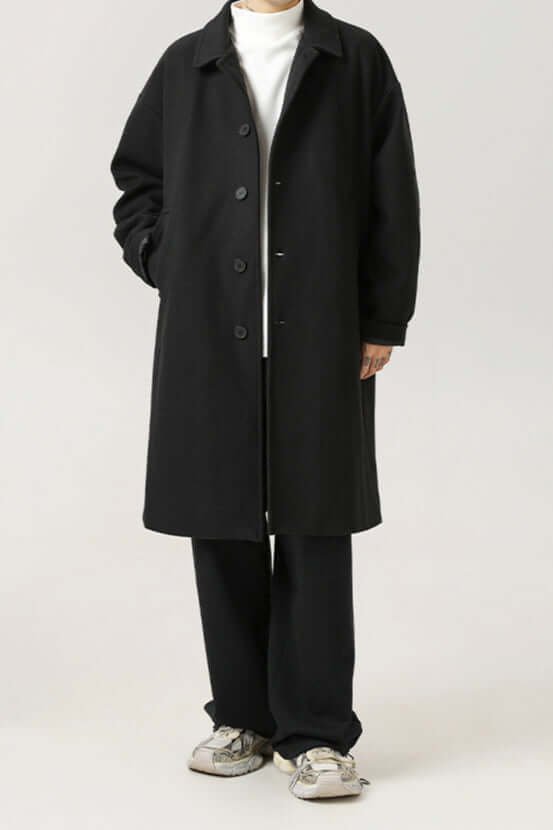 Street Wave Mens Oversized Wool Coat Classic Fit Warm Wool Blend For Men Timeless Design For Cold Weather