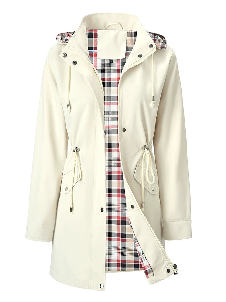Street-Wave Womens Functional Plaid Rain Jacket With Water-Repellent Comfort For Everyday