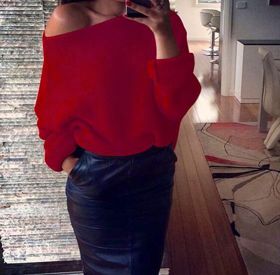 Streetwave Off Shoulder Sweater For Women Loose Fit Wide Cut Versatile Cozy Knit