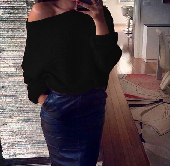 Streetwave Off Shoulder Sweater For Women Loose Fit Wide Cut Versatile Cozy Knit