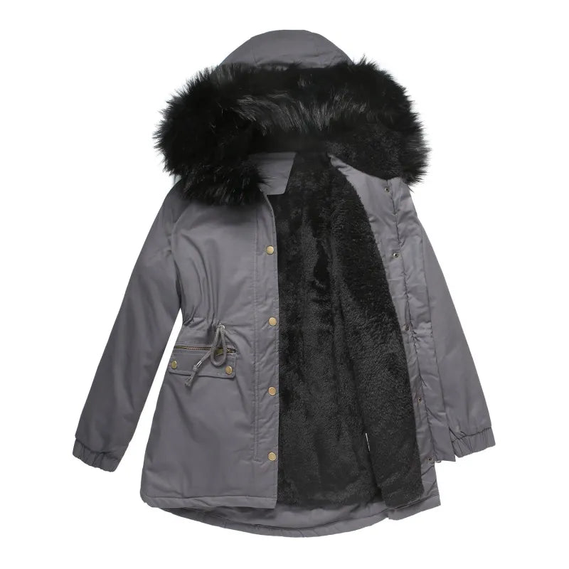 Street-Wave Women Cotton Parka With Faux Fur Hood For Warmth And Style And Versatility