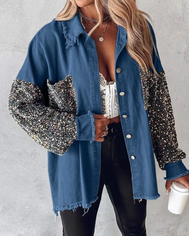 Street-wave Sequin Sleeve Cardigan For Women — Casual Chic Comfort And Style, Versatile Layering Essential