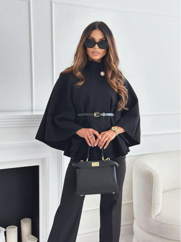 Belted Poncho Street-Wave Adjustable Belt Chic Lightweight Comfort for Women