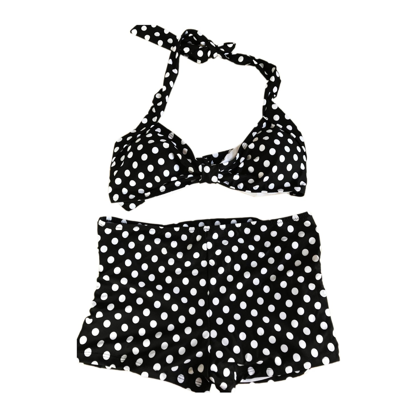 Street-Wave Padded Bikini Set for Women With High Cut Bottom Polka Dot Navy Swimsuit Supportive and Stylish