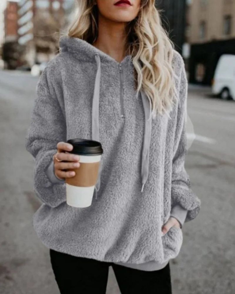 Streetwave Womens Oversized Fleece Pullover Hoodie Plush Cozy Warmth For Winter AllSeason