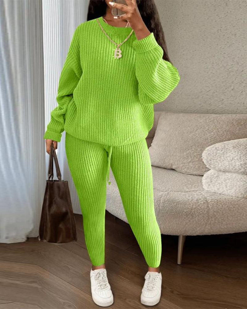 Street-Wave 2 Piece Lounge Set Cozy Soft Knit For Women Everyday Comfort Stylish Homewear Ultra Cozy