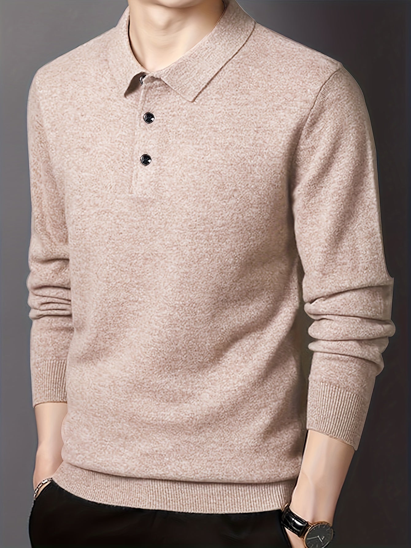 Street Wave Classic Knit Polo Shirt Soft Wool Blend For Men Everyday Comfort And Style