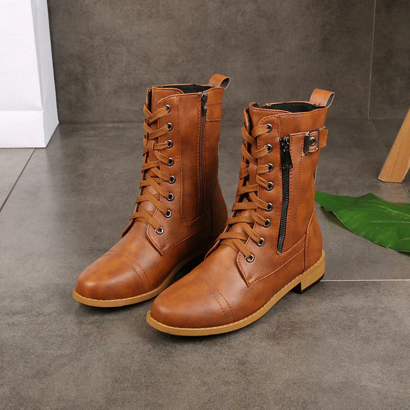 Streetwave Cross Strap Zippered Splicing Chunky Boots for Trendsetters Unisex Urban Footwear Bold Style