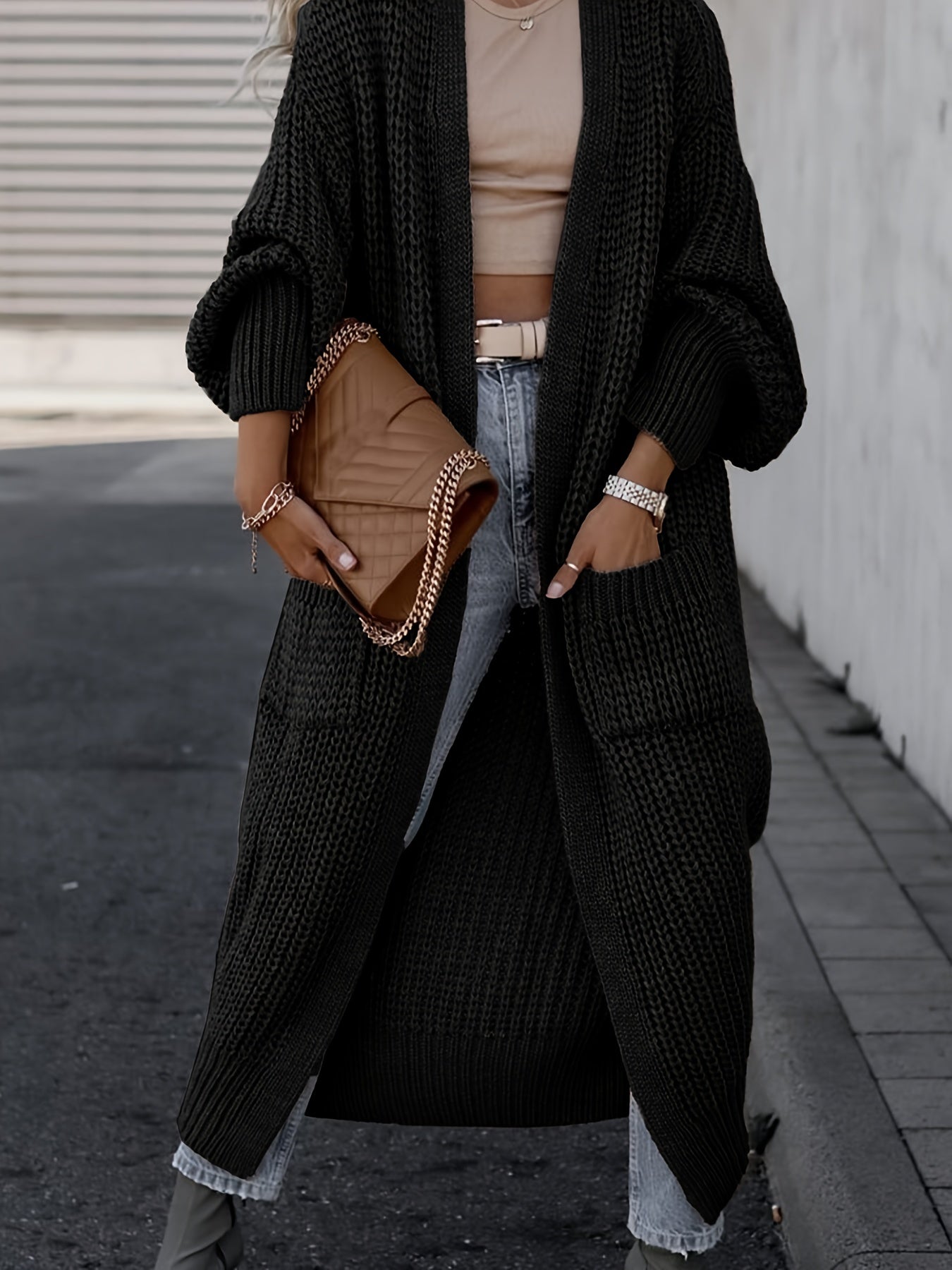 Knitted Vest With Pockets For Women Street Wave Cozy Soft Comfort Everyday Warmth Chic Style