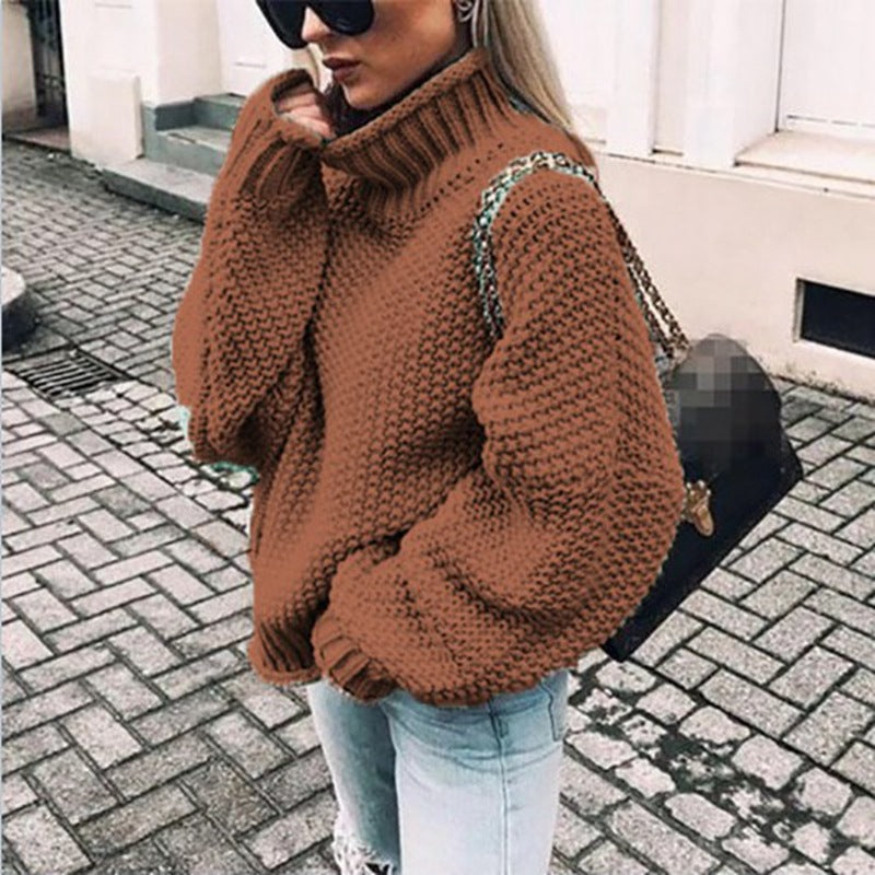 Street-Wave Bella Women Chunky Knit Turtleneck Sweater Cozy