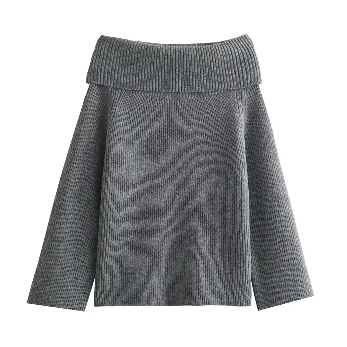 Street-wave Off-Shoulder Knit Sweater For Women Cozy Oversized Pullover With Soft Warmth And Elegant Comfort