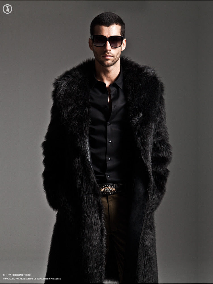 Street-Wave Mens Elegant Faux Fur Coat Luxury Outerwear For Fashionable Comfort Seeking Men