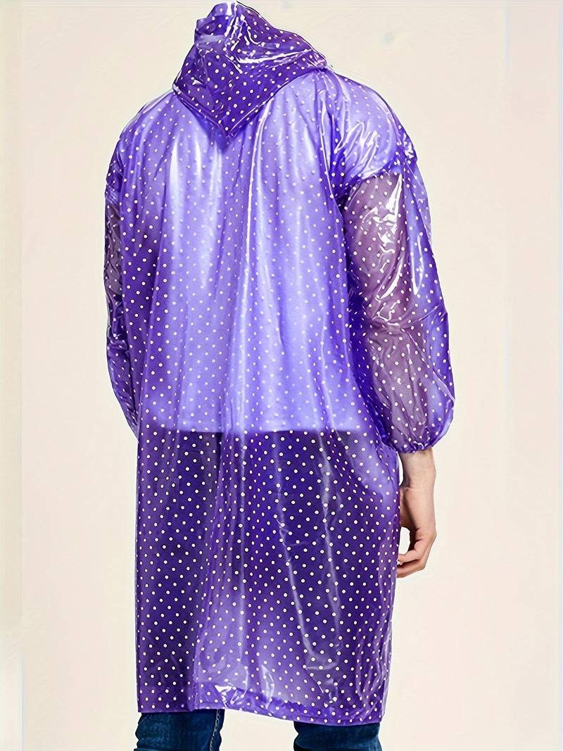 Street-Wave Women Polka Dot Rain Coat With Hood Button Placket For Autumn Winter