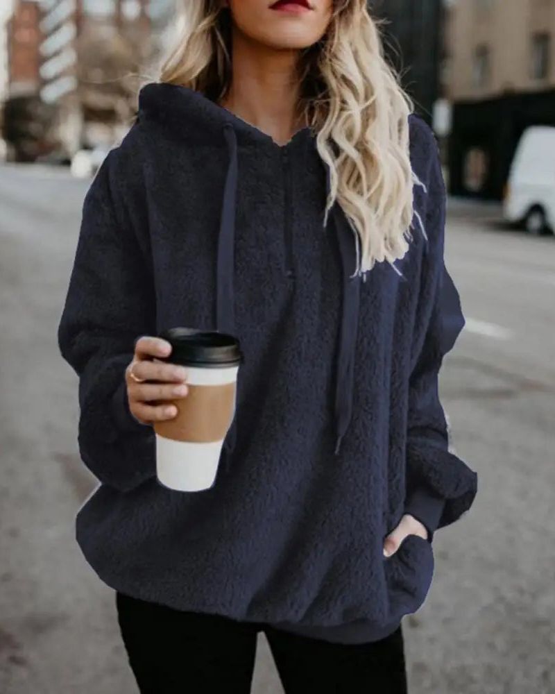 Streetwave Womens Oversized Fleece Pullover Hoodie Plush Cozy Warmth For Winter AllSeason
