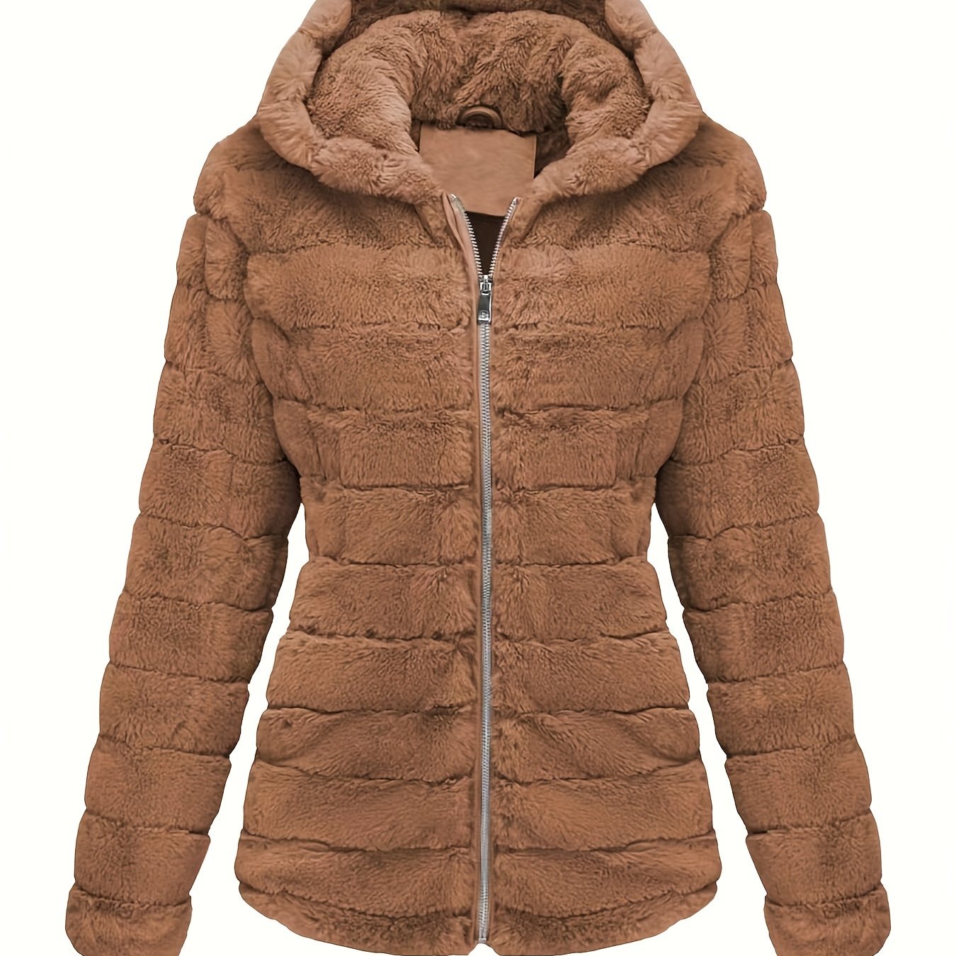 Street-wave Elegant Teddy Coat For Women Warm Plush Zipper Front Jacket Durable Silky Feel