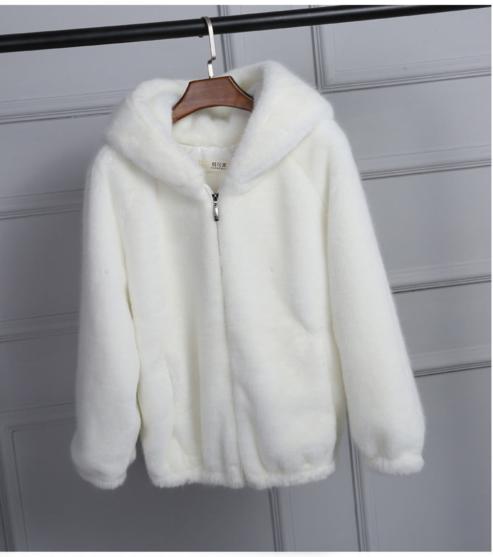 Women Plush Hoodie Jacket With Premium Fleece Surface Street-wave Cozy Warmth All Seasons